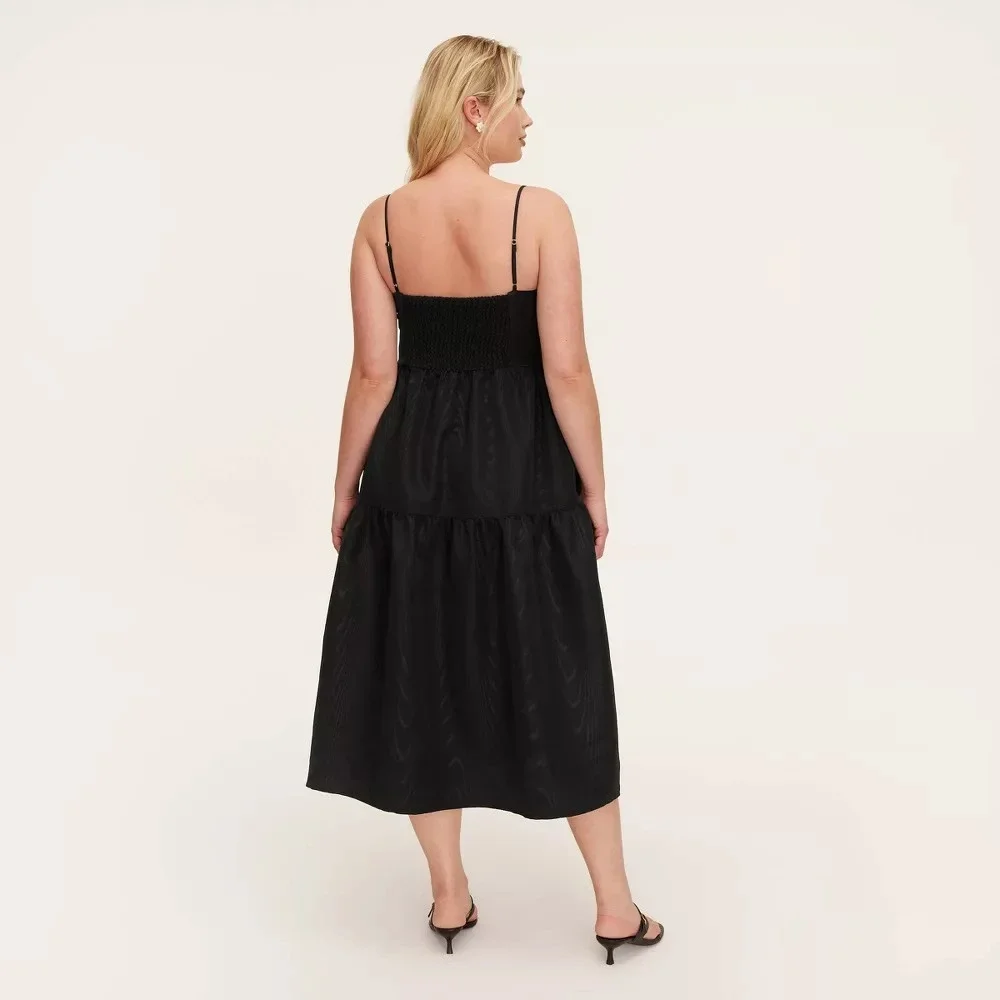 New! Kate Spade x Target Large Tiered Ruffle Midi Tank Top Dress Size L, Black‎